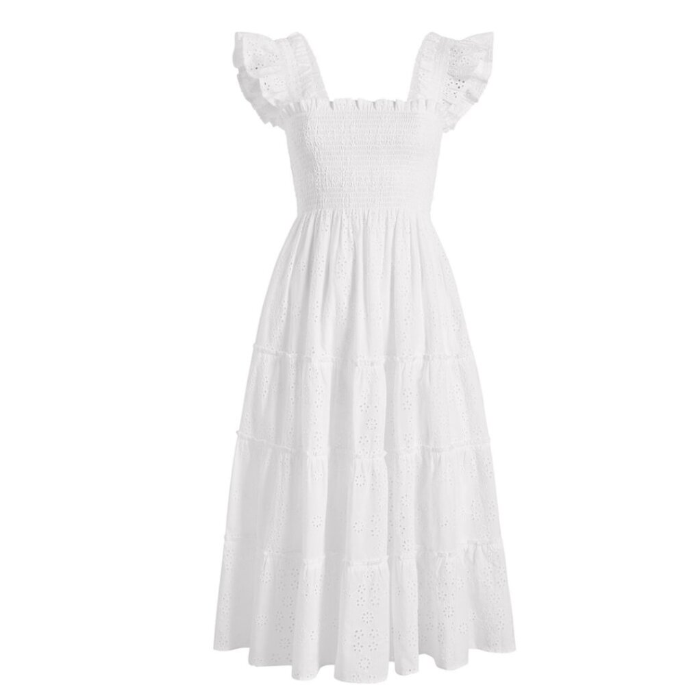 Hill House Ellie Nap Dress, White Eyelet, Medium